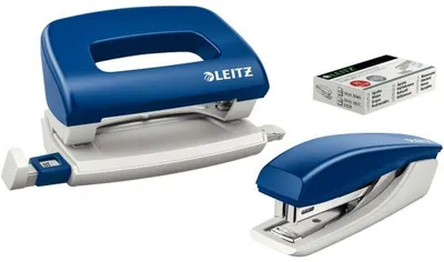 Produktbild von Schreibtisch-Set Heftgerät+Locher blau Packung mit 6 Stück