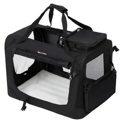 Produktbild von Hundebox - Faltbare Soft-Transportbox - Nylon - 60 x 42 x 42 cm - Schwarz