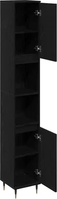 Produktbild von vidaXL Badezimmerschrank mit Tür Schwarz Eichen-Optik 30 x 30 x 190 cm