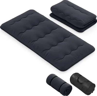 Produktbild von Bodenmatratze 90x200 cm, Futon Matratze Japanisch, Tatami Matte Faltbar & Tragbar, Klappmatratze mit Tragetasche & Abnehmbarer Bezug, Schwarz