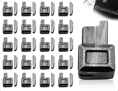 Reißverschluss-Reparaturset, 20-teilig, Metall, schwarz