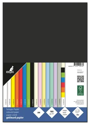 Produktbild von kangaro Multifunktionspapier DIN A4 160 g/qm schwarz 50 Blatt