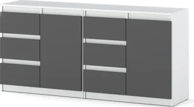 Zdjęcie produktu dla Komoda Duża Szafka 6 Szuflad Loft Na Ubrania 160Cm Biały Szary Mat