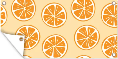 Produktbild von MuchoWow® 60x30 cm Outdoor-Poster Gartendeko Sichtschutz Garten Poster für den Garten  Obst - Orange - Tropisch