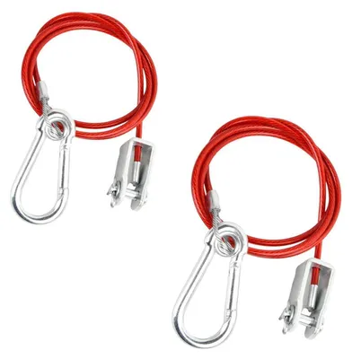 Productafbeelding van Breekkabel voor aanhangers, 2 stuks, 1 meter lang, 2,5 mm dik, rode staaldraad, breeksterkte 150 kg