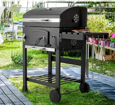 Obrázek produktu pro XXL Gril na dřevěné uhlí - BBQ - Gril - Barbecue - Kouřový gril - Velká grilovací plocha 57x42 cm