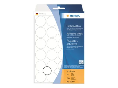 Produktbild von HERMA Vielzwecketiketten weiß 25 mm rund Papier 768 St.