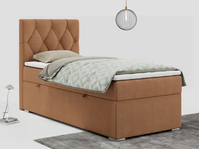 Produktbild von Einzelbett mit Bettkasten, jungenbetten 90 cm, Boxspringbett - ALDA - 90x200cm - links - Orange - H3