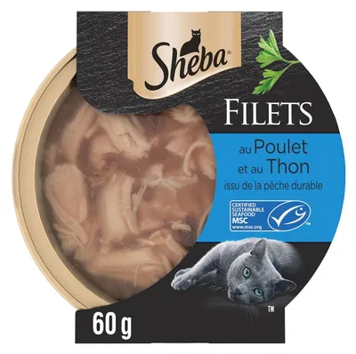 Productafbeelding van Sheba Les Domes de Sheba, 32 porties van 60 gram, varkensvlees met kip en tonijn, MSC-gecertificeerd