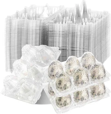 Immagine prodotto di Contenitori per uova in plastica, set da 100, trasparenti, impilabili, robusti, dimensioni 11x7,3x3,6 cm