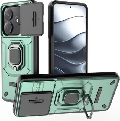 Produktbild von Xiaomi Redmi Note 14 5G Hülle - Coverup Ring Ständer Back Cover mit Kamera Schutz - Grün