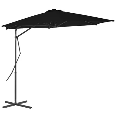 Image de vidaXL Parasol avec mât en acier 300x230 cm noir