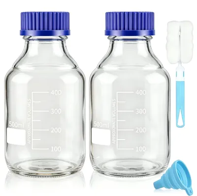 2er-Set 500 ml Glasflaschen mit GL45 Deckel, graduiert