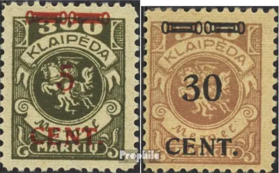 Produktbild von Briefmarken Memelgebiet 1923 Mi 174-175 (kompl.Ausg.) gestempelt Aushilfsausgabe