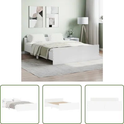 Produktbild von The Living Store Bettgestell mit Kopf- und Fußteil Weiß 135x190 cm