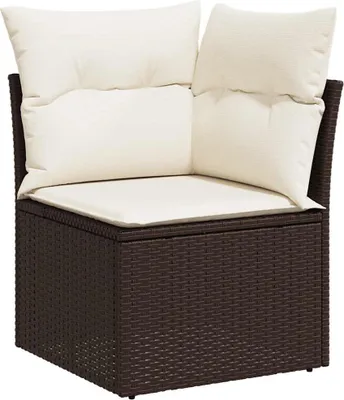Produktbild von vidaXL Garten-Ecksofa mit Kissen Braun Poly Rattan