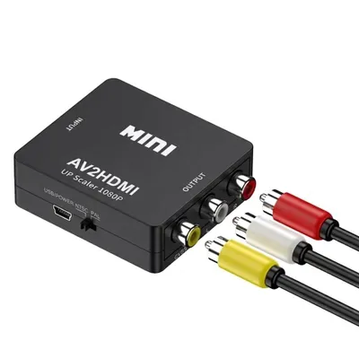 Produktbild von Qost - AV auf HDMI Konverter - RCA / Composite RCA zu HDMI Audio Video Kabel Adapter Konverter - Schwarz