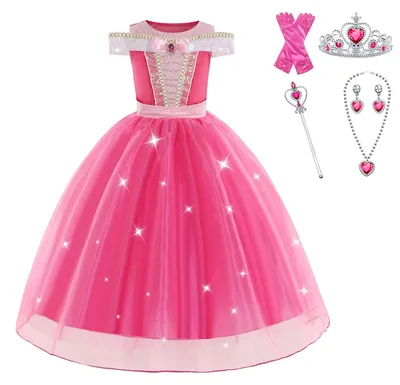 Immagine prodotto di Costume da principessa Biancaneve, rosa, con accessori, per bambini, ideale per Halloween