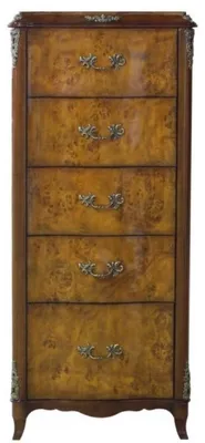 Image de Casa Padrino Commode baroque de luxe avec 5 tiroirs brun clair / brun 56 x 36 x H. 128 cm - Meubles baroques