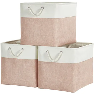 Immagine prodotto di Contenitore portaoggetti 30 x 30 x 30 cm - Tessuto - Struttura in metallo - Maniglie in corda di cotone - Multiuso - Facile da pulire - Cesto portaoggetti