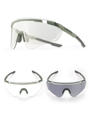 Produktbild von ROCKBROS Fahrradbrille Photochrom UV400, Sportbrille mit TR90 Rahmen für Rennrad, MTB, Laufen und Angeln Grün / Photochrom Grau
