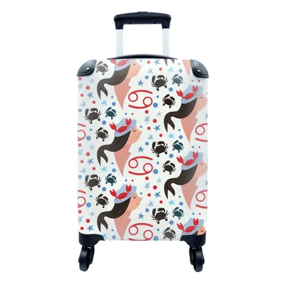Produktbild von MuchoWow® Koffer Handgepäck Trolley Rollkoffer Kleine Reisekoffer mit 4 Rollen - Tierkreiszeichen - Krebs - Muster - Cabin Size < 55x40x23 cm & 55x40x20 cm - Fotokoffer - Kabinenkoffer - Boardgepäck - Reise-Box - Reisekoffer - Reisegepäck - Koffer mit Bild - Trolley für Kinder