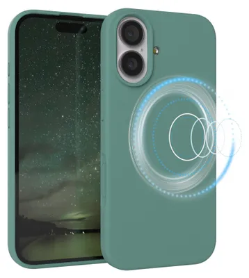Produktbild von EAZY CASE Silikon MagSafe Handyhülle kompatibel mit Apple iPhone 17 Hülle mit Kameraschutz, Silikonhülle, Schutzhülle Grün