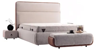 Produktbild von Gemütliches Bett mit hohem Kopfteil und hochwertiger Verarbeitung