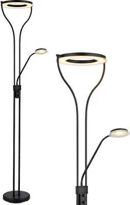 Produktbild von LED Deckenfluter, Schwarz, Dimmer, Lesespot, H 194 cm