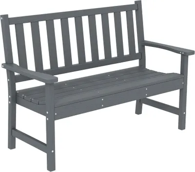 Produktbild von Gartenbank 2-Sitzer wetterfest Kunststoff Holzoptik 240kg 130x59x91cm Grau