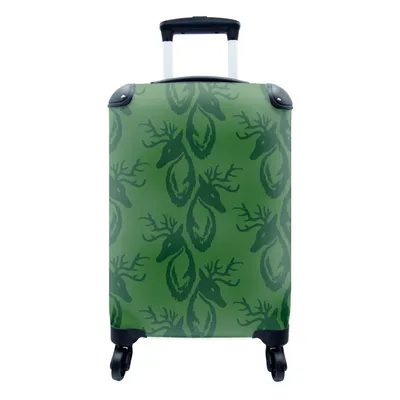 Produktbild von MuchoWow® Koffer Handgepäck Trolley Rollkoffer Kleine Reisekoffer mit 4 Rollen - Muster - Grün - Hirsche - Cabin Size < 55x40x23 cm & 55x40x20 cm - Fotokoffer - Kabinenkoffer - Boardgepäck - Reise-Box - Reisekoffer - Reisegepäck - Koffer mit Bild - Trolley für Kinder