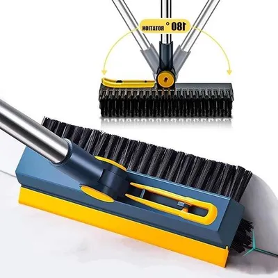 Productafbeelding van Famanu 3-in-1 vloerborstel - Lange steel - 180° draaibare douchebodemschraper