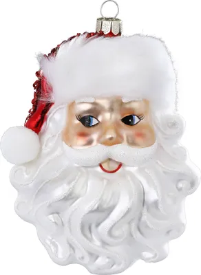 Produktbild von Christbaumschmuck Glas Weihnachtsmann - Kopf 13cm rot / weiß