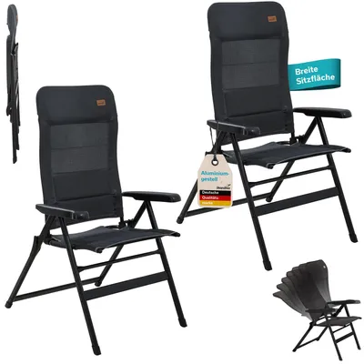 Produktbild von Skandika Klappstuhl Lepola XL 2er Set | Campingstuhl faltbar aus Aluminium, Alu-Gartenstuhl, 7-fach verstellbare Rückenlehne, gepolstert, klappbar