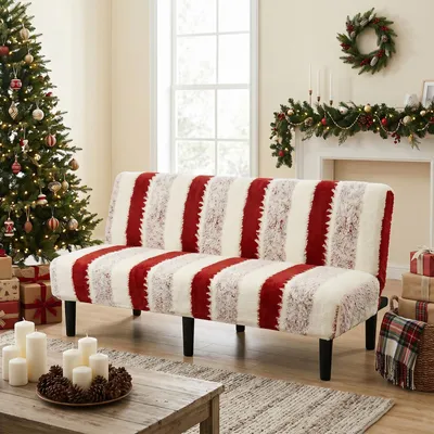 Produktbild von Plüsch-Futonbezug, Armlose Schlafsofabezüge Stretch Samt Futon Couchbezug Dicke weiche Sofa Schonbezug Möbelschutz für 2-3-Sitzer armloses Klappsofa,Rot