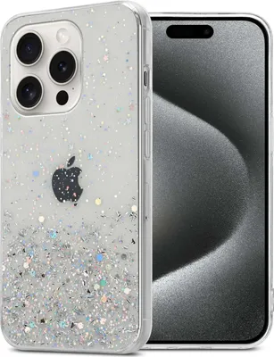 Zdjęcie produktu dla Etui do Apple iPhone 15 PRO MAX przezroczyste z brokatem pokrowiec ochronne wykonane z elastycznego silikonu TPU z błyszczącym brokatem