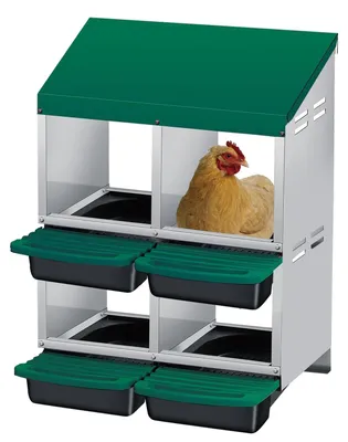 Produktbild von Legenest für Hühner 4 Fächer 2 Etagen grün verzinkter Stahl Abrollnest Hühnernest Eierablage Hühnerstall 78x51x51cm