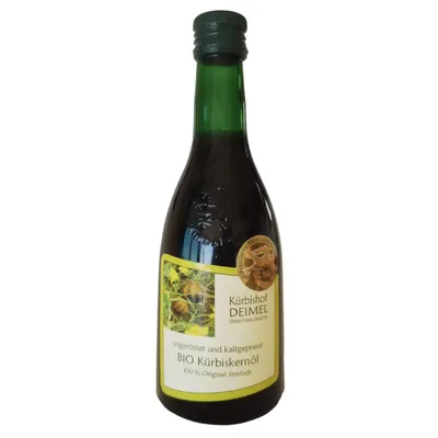 Produktbild von Kürbishof DEIMEL Steiermark/Austria - Ungeröstetes  Kürbiskernöl 500 ml - besonders mild kaltgepresst aus der Steiermark