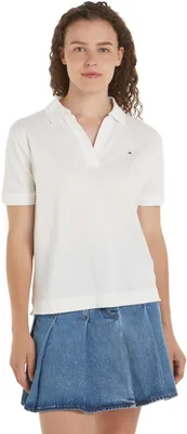 Produktbild von Tommy Hilfiger Damen Poloshirt Kurzarm Regular Fit, Weiß (Ecru), L
