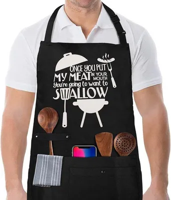 Produktbild von Famanu Kochschürze verstellbar mit 3 Taschen - Baumwollschürze für Grillen und Kochen