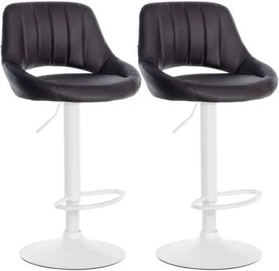 Produktbild von CLP 2er Set Barhocker Milet Kunstleder höhenverstellbar drehbar mit Rückenlehnen braun Material Gestell Metall matt weiss