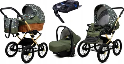 Obrázek produktu pro Babylux® Classic Gold | Kocárek 4v1 Set | Olive Star | Kombinovaný kocárek | Sada kocárku |