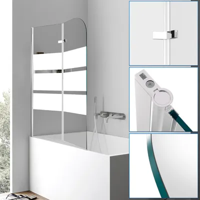 Immagine prodotto di Schermo pieghevole TolleTour per vasca da bagno Schermo doccia 180° ESG NANO Easy Clean vetro 2 parti pieghevole 100*140CM bianco