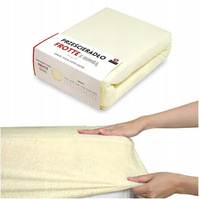 Obrázek produktu pro Bavlněné prostěradlo s gumičkou, froté, 90x200 cm, žluté