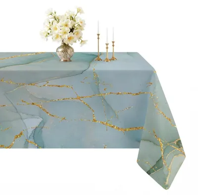 Productafbeelding van Tafelkleed, groen, afwasbaar, 100 x 140 cm, rechthoekig, linnen, marmerlook