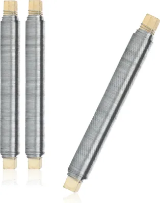 Produktbild von com-four® 3x Blumenwickeldraht-Set, Bindedraht verzinkt, auf Holzstab gewickelt, Stärke 0,65 mm, 300 g
