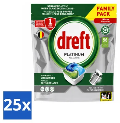 Produktbild von 25 x Dreft Platinum All-in-One Spülmaschinentabs Original - Vorteilspackung - 25 Stücke