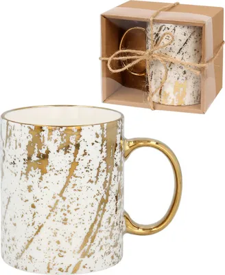 Obrázek produktu pro Bílý a zlatý porcelánový hrnek jako dárek, 340 ml