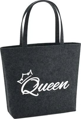 Produktbild von Huuraa Filzshopper Queen Krone 22 Liter Charcoal Melange Filztasche Geschenkidee