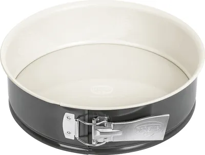 Produktbild von Dr. Oetker Springform Ø 26 cm EXCLUSIVE, Backform mit schnitt- & kratzfestem Flachboden mit Emaille-Versiegelung, runde Kuchenform mit Ring aus Stahlblech (Farbe: Grau-Braun/Crème) Menge: 1 Stück